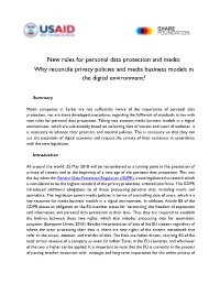 New Rules for Personal Data Protection and Media: Why Reconcile Privacy Policies and Media Business Models in the Digital Environment?