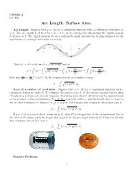 Arc Length. Surface Area
