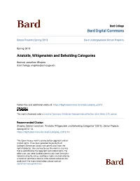 Aristotle, Wittgenstein and Beholding Categories
