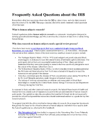 Frequently Asked Questions About the IRB