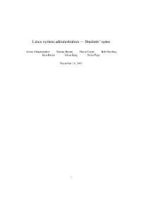 Linux System Administration — Students' Notes