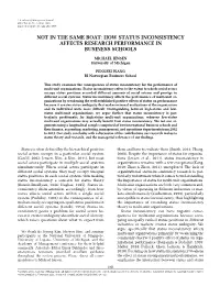 Not in the Same Boat: How Status Inconsistency Affects Research Performance in Business Schools