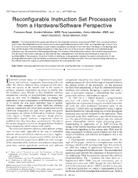 Reconfigurable Instruction Set Processors from a Hardware/Software Perspective