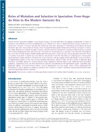 Roles of Mutation and Selection in Speciation: from Hugo De Vries to the Modern Genomic Era