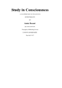 Study in Consciousness by Annie Besant