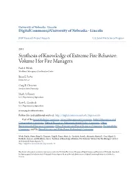 Synthesis of Knowledge of Extreme Fire Behavior: Volume I for Fire Managers Paul A