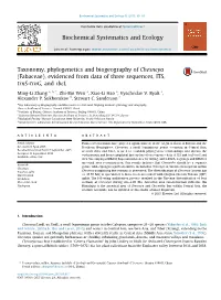 Taxonomy, Phylogenetics and Biogeography of Chesneya (Fabaceae), Evidenced from Data of Three Sequences, ITS, Trns-Trng, and Rbcl