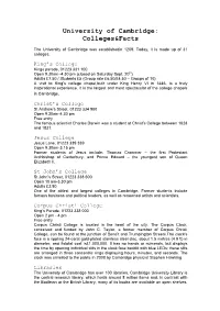 University of Cambridge: Colleges&Facts