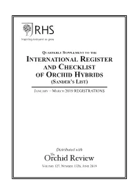 And Checklist of Orchid Hybrids (Sander’S List)