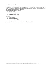 Grade 11 Argumentative Performance Task: Mandatory Financial Literacy Classes 1