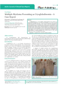 Multiple Myeloma Presenting As Cryoglobulinemia - a Case Report