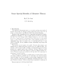 Some Special Results of Measure Theory