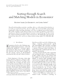 Sorting Through Search and Matching Models in Economics†