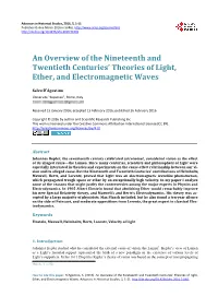 An Overview of the Nineteenth and Twentieth Centuries' Theories Of