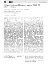 BCG Vaccination and Immunity Against COVID-19: a Fact Or Fiction