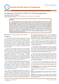 Development of Nonwoven Fabrics for Clothing Applications