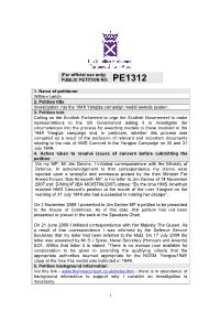 PUBLIC PETITION NO. PE1312 1. Name of Petitioner William Leitch 2