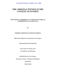 The Christian Witness in the Context of Poverty