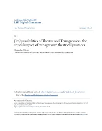 The Critical Impact of Transgressive Theatrical Practices Christopher J