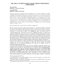 The Impact of the English Economic Terms in the Business Environment