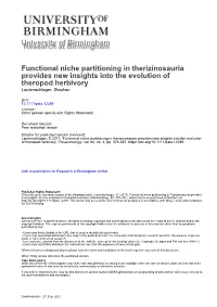 University of Birmingham Functional Niche Partitioning
