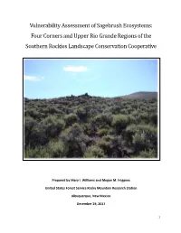 Vulnerability Assessment of Sagebrush Ecosystems: Four Corners and Upper Rio Grande Regions of The