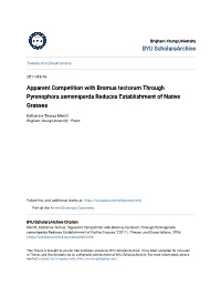 Apparent Competition with Bromus Tectorum Through Pyrenophora Semeniperda Reduces Establishment of Native Grasses