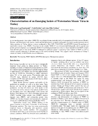 Characterization of an Emerging Isolate of Watermelon Mosaic Virus in Turkey