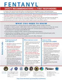 Fentanyl Safety Recommendation for First Responders