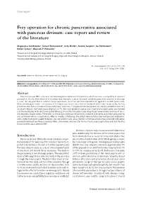 Frey Operation for Chronic Pancreatitis Associated with Pancreas Divisum: Case Report and Review of the Literature