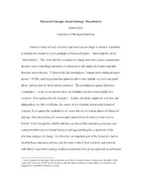 Historical Concepts, Social Ontology, Macrohistory*