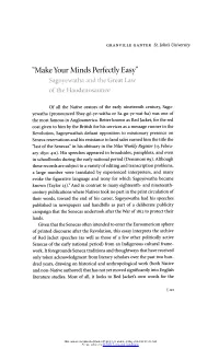 "Make Your Minds Perfectly Easy": Sagoyewatha and the Great Law of the Handenosaunee