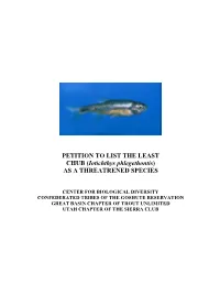 PETITION to LIST the LEAST CHUB (Iotichthys Phlegethontis) AS a THREATRENED SPECIES