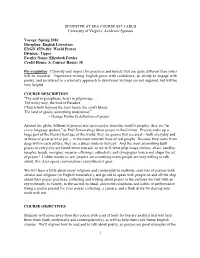 SEMESTER at SEA COURSE SYLLABUS University of Virginia, Academic Sponsor