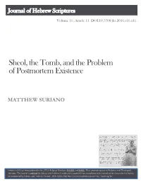 Sheol, the Tomb, and the Problem of Postmortem Existence
