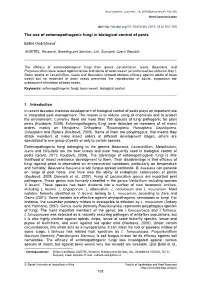 The Use of Entomopathogenic Fungi in Biological Control of Pests