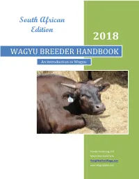 WAGYU BREEDER HANDBOOK an Introduction to Wagyu