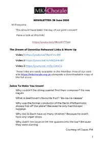 1 NEWSLETTER: 28 June 2020 Hi Everyone, This Should Have Been