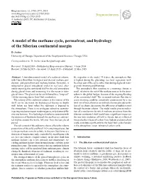 A Model of the Methane Cycle, Permafrost, and Hydrology of the Siberian Continental Margin