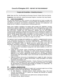 Council of Delegates 2013 - REPORT on the WORKSHOP