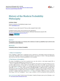 History of the Modern Probability Philosophy