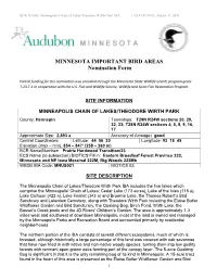 MINNESOTA IMPORTANT BIRD AREAS Nomination Form