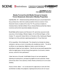 Newly Formed Euclid Media Group to Acquire Times-Shamrock Alternative Weekly Properties