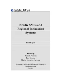 Nordic Smes and Regional Innovation Systems