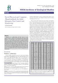 Based Methods for Adult Mosquito Pest Control and Monitoring