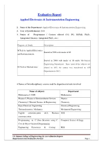 Department Evaluative Report