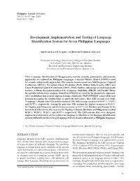 Development, Implementation and Testing of Language Identification System for Seven Philippine Languages