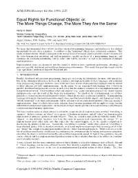 Equal Rights for Functional Objects Or, the More Things Change, The