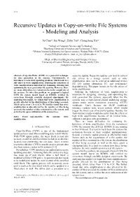 Recursive Updates in Copy-On-Write File Systems - Modeling and Analysis