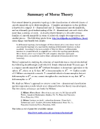 Summary of Morse Theory